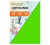 Pack 100 Cartulinas Color Verde Fuerte Tamaño A4 180g