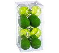 PACK 16 BOLAS NAVIDAD VERDE MATE Y TRANSPARENTE 60 MM