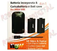 PACK 2 BATTERIA RICARICABILE CARICA GIOCA MICROSOFT XBOX ONE CAVO USB JOYSTICK