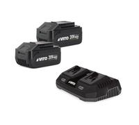 Pack 2 Batterie Litio 20V 4.0Ah + Doppio Caricatore 20V VITO EGO