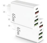 Pack 2 Caricatore USB C Presa, 5-Porto Alimentatore USB Multipla Ricarica Veloce Tipo C, Caricabatterie Spinotto Multiplo Carica Spina Rapido Caricatore per iPhone 17 16 15 14 13 12 11 Pro Max,Samsung