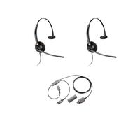 Pack 2 Plantronics EncorePro HW510 + Cavo Y per doppio ascolto Cuffie leggere con cavo singolo e microfono con cancellazione del rumore, più un cavo a