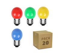 Pack 20 Lampadine LED E27 3W 300 lm G45 4 Colori