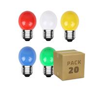 Pack 20 Lampadine LED E27 G45 3W 300 lm 5 Colori