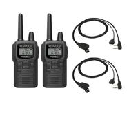 Pack 2x Kenwood PKT-300E + 2 auricolari con microfono a clip Set compatto da 2 ricetrasmettitori PMR446 senza licenza, con audio nitido, utilizzo