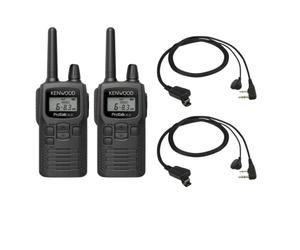 Pack 2x Kenwood PKT-300E + 2 auricolari con microfono a clip Set compatto da 2 ricetrasmettitori PMR446 senza licenza, con audio nitido, utilizzo
