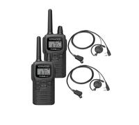 Pack 2x Kenwood PKT-300E + 2x auricolari con gancio Set compatto da 2 ricetrasmettitori PMR446 senza licenza, con audio nitido, utilizzo semplice e