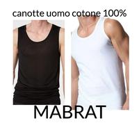 Pack 3-6 Canotte Vogatore UOMO MABRAT COTONE 100% Canottiera BIANCO NERO INTIMO