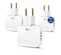 PACK 3 Presa Multipla 3 in 1 - Multipresa da Parete Compatta con Spina Piatta Salvaspazio - 3 Prese Elettriche da Muro - Adattatore 16A 2500W | 3-Stars