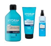 Pack 3 - Shampoo 400 ml, Mask Acond 200 ml, Acond Inst 250 ml. Hydra Hyaluronic capelli da normale a secco con acido ialuronico, niacinamide e provitamina B5. Deliplus