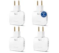 PACK 4 Presa Multipla 3 in 1 - Multipresa da Parete Compatta con Spina Piatta Salvaspazio - 3 Prese Elettriche da Muro - Adattatore 16A 250V | 3-Stars