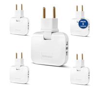 PACK 5 Presa Multipla 3 in 1 - Multipresa da Parete Compatta con Spina Piatta Salvaspazio - 3 Prese Elettriche da Muro - Adattatore 16A 2500W | 3-Stars