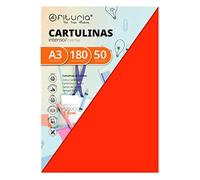 Pack 50 Cartulinas Color Naranja Tamaño A3 180g