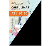 Pack 50 Cartulinas Color Negro Tamaño A3 180G