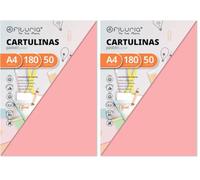Pack 50 Cartulinas Color Salmon Tamaño A4 180g (Confezione da 2)