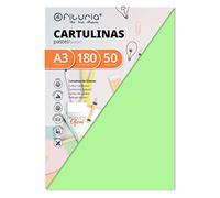 Pack 50 Cartulinas Color Verde Claro Tamaño A3 180g