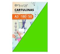 Pack 50 Cartulinas Color Verde Fuerte Tamaño A3 180g