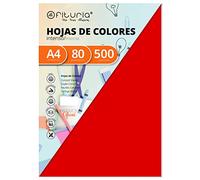 Pack 500 Hojas Color Rojo Tamaño A4 80g