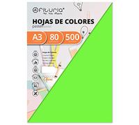 Pack 500 Hojas Color Verde Tamaño A3 80g