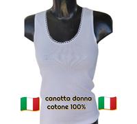 PACK 6 CANOTTE SPALLA LARGA DONNA COTONE 100% MADE IN ITALY CANOTTIERA INTIMA