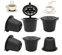 Pack 6 Capsule per Caffè Riutilizzabili e Lavabili, Confezione 6 PZ + 2 Cucchiaio + 2 Pennello per Pulizia, Capsula Materiale Plastica PVC Alta Qualità (Compatibile espresso)