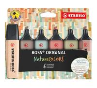 Evidenziatori Stabilo Boss NatureColors, tratto 2 + 5 mm, colori assortiti, Stabilo, astuccio 6 pezzi - 70/6-2-2