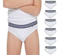 Pack 6 Pezzi Slip Bambino Pompea in Cotone Bianco e Elastico Rigato