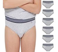 Pack 6 Pezzi Slip Bambino Pompea in Cotone Grigio Melange e Elastico Rigato