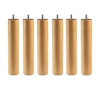 Pack 6 piedi cilindrici in legno massiccio per rete o base imbottita con vite. Altezza 25 cm colore Faggio. Con Sistema antiruido.