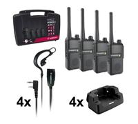Pack Albrecht Tectalk Worker 3 Confezione 4 Midland Tectalk Worker 3 per uso gratuito + 4 cuffie e supporti di ricarica.