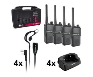 Pack Albrecht Tectalk Worker 3 Confezione 4 Midland Tectalk Worker 3 per uso gratuito + 4 cuffie e supporti di ricarica.