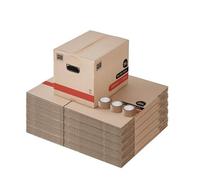 Pack and Move - Set di 50 cartoni per traslochi, libri di alta qualità, 40 x 30 x 30 cm, estrema resistenza, 30 kg, manici rinforzati, 3 adesivi in omaggio