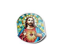 PACK AUTOCOLLANTI STICKERS Vinile Vetrata Gesù Cattolico Chiesa Resistente Acqua & Uv religioso cristiano Spirituale Preghiera Icona Cristo per Computer Bottiglia e Auto Decorazione Esterna 9cm
