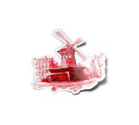 PACK AUTOCOLLANTS STICKERS - Mulino rosso Paris Cabaret iconico Montmartre resistente UV Eau Souvenir France Parigino Tourism per computer bottiglia e auto, decorazione esterna 8 cm