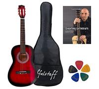Pack Chitarra Classica Yukawa in Legno - Pensato per il Primo Approccio allo Strumento, con Borsa, Libro "Diventare Chitarrista" e 5 plettri in ABS in Omaggio (86cm, Color Rosso)