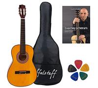 Pack Chitarra Classica Yukawa in Legno - Pensato per il Primo Approccio allo Strumento, con Borsa, Libro "Diventare Chitarrista" e 5 plettri in ABS in Omaggio (86 cm, Miele)