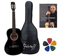 Pack Chitarra Classica Yukawa in Legno - Pensato per il Primo Approccio allo Strumento, con Borsa, Libro "Diventare Chitarrista" e 5 plettri in ABS in Omaggio (91 cm, Nero)