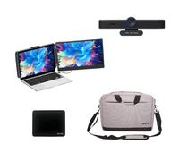Pack Cleyver Small Meet Bar + estensione schermo + tappetino per mouse + custodia per laptop 15,6'' Pack con barra per videoconferenze, estensione