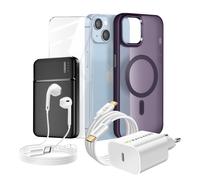 Pack Completo per iPhone 14 Cover, Vetro, Caricatore, Batteria Esterna,