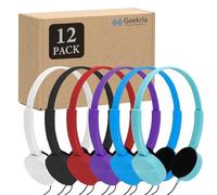 Pack da 12 Geekria cuffie cablate per aula, headset on-ear regolabili per studenti, scuola, biblioteca, laboratorio informatico e centri di test, pack all’ingrosso (padiglioni circolari)