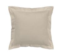 Pack de dos fundas de cojín de algodón orgánico color topo. Acabado en doble pespunte.