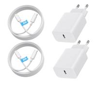 Pack di 2 Caricabatterie USB-C 20W + 2 Cavi USB-C to Light-ning da 2m Compatibile con i-Phone 15/14/13/12 Pro Max Mini, Sam-Sung Galaxy S23/S22, Air Pods Pro, i-Pad - Presina Compatta Bianca