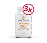 Pack di 3 Vita World Colina 450mg+Myo-Inositolo 450mg 3x60 Caps Vegan Bitartrato