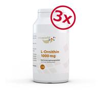 Pack di 3 Vita World Ornitina 1000mg 3 x 120 Compresse Altamente Dosa Vegano