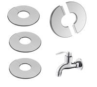 Pack di 4 Roselline in Acciaio Inox 28 mm, Coperchi Decorativi per Tubi, Collari per Tubi di Riscaldamento, Rubinetti e Termosifoni, Design a 2 Pezzi con Adesivo, per Interni ed Esterni (Argento)