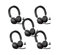 Pack di 5 Jabra Evolve2 65 Stereo USB-A MS Nero Pack da 5 cuffie wireless professionali Jabra Evolve2 65 Stereo con USB-A e certificazione Microsoft