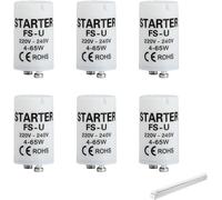 Pack Di 6 Starter Universale per Lampade Neon Fluorescenti 4-65W, Compatibili 22