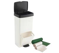 Pack di Pattumiera o Riciclaggio 70L, VERTICALE, 2 Scomparti, Pattumiera per Rifiuti, 76 cm, INCLUDE sacchetti per rifiuti adattati: rotolo 50L (10 sacchetti) + rotolo 30L (20 sacchetti) + rotolo 10L