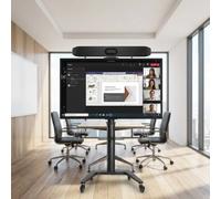 Pack di Videoconferenza BYOD Poly per sale piccole Kit di videoconferenza completo con barra video 4K, schermo 4K da 55 pollici, supporto con ruote e