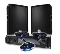 PACK DJ BM Bmsonic Amplificatore 1000 W, Altoparlanti 8" 2 x 300 W, Cavi, Animazione LED, Piccola Sono, Sera, Festa, Compleanno, Bar